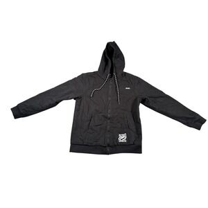 Echo Unlimited Jacket Mens Medium Black Sherpa Lined‎ Full Zip Hooded Logo
